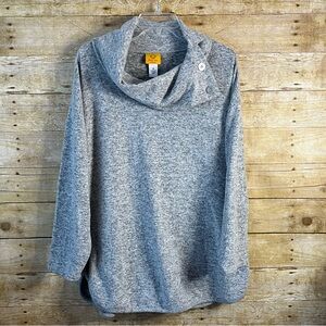 Ruby Rd. Women’s Gray Soft Cowl Button Neck Marled Sweater EUC Size 1X